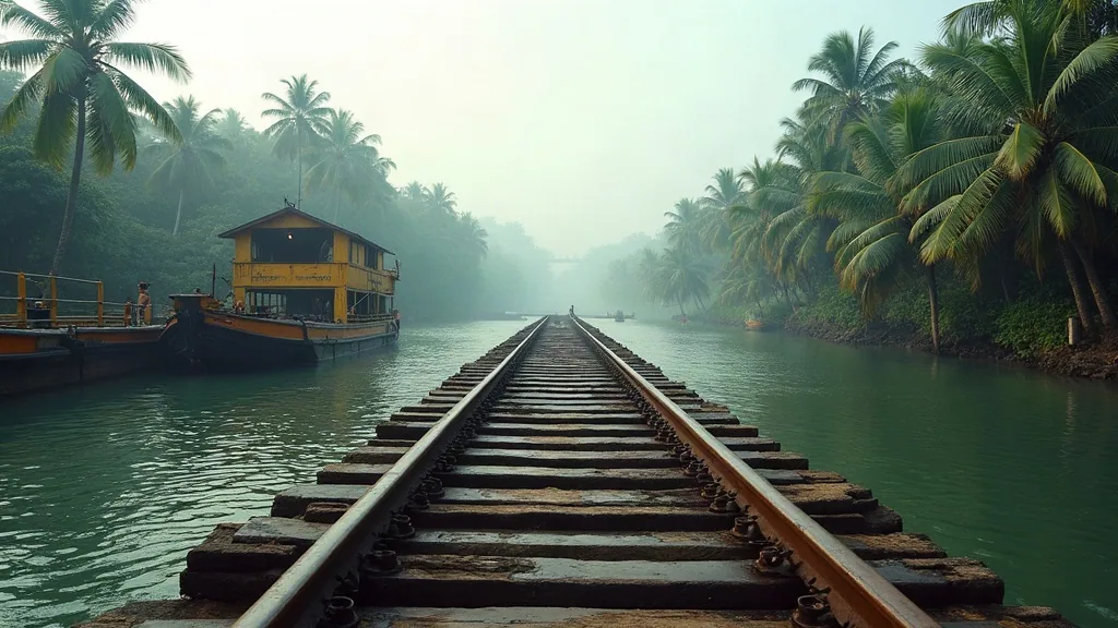 Marine railway slipway and submerged cradle at a boatyard in Sorong, West Papua